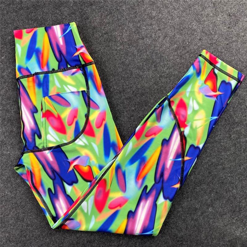 

New 10 Styles Graffiti Print Yoga Leggings With Fake Pockets Gym Fitness Pants Running Pants High Waist Leggings Athletic