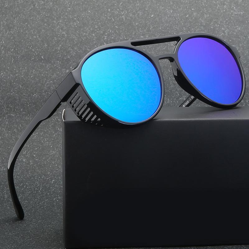 

Aviation cool sunglasses women men 2020 steampunk round goggle green blue orange gold sun glasses uv400 masculino1