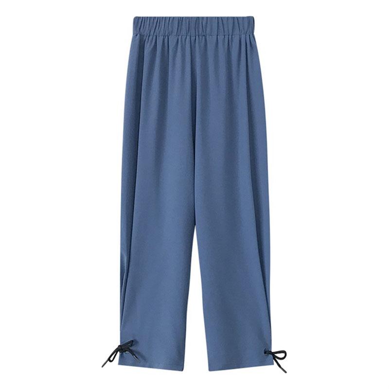 

Large Size Women's 4XL2020 Summer New Breathable Loose Wide Leg Pants High Waist Hanging Casual Section Nine Pants Female B70, Blue