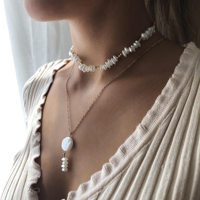 

PHYANIC Cross Border Popular Ornament Necklace Female Resin Round Pendant Necklace Multilayer Layer Alloy Choke Neck Accessories