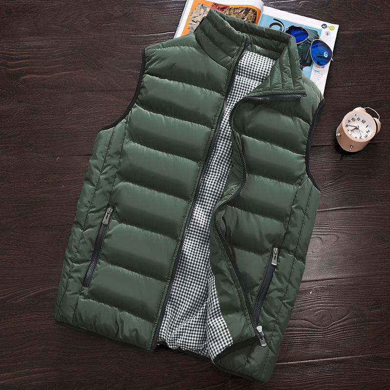 

2021 Sleeveless Male Jackets New Solid Style Vest Warm Autumn Men's Clothes Big 626 DBWJ, Black