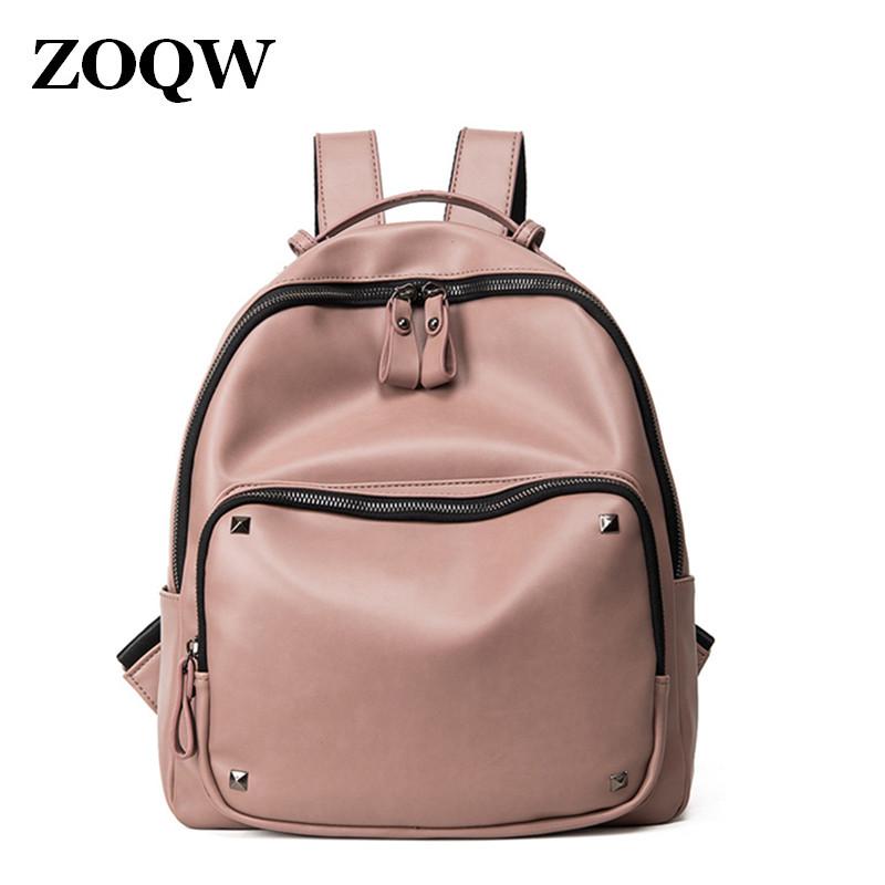 

2021 New Vintage Rivets Bag Tide Woman backpack Ladies Shoulders Bag High Quality PU Leather Backpacks Schoolbags SW0238, Dark khaki