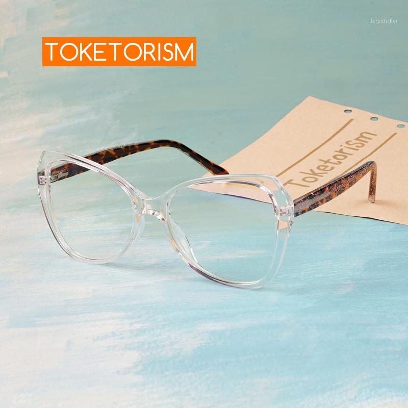 

Toketorism Transparent women eyeglasses anti blue light computer glasses fashion prescription glasses frame1, White;black