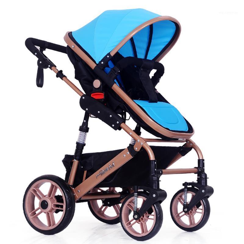 

High View Baby Stroller Foldable Travel Pram Baby Carriage with Multi-Positon Seat Extended Canopy Infant Pushchair Red1