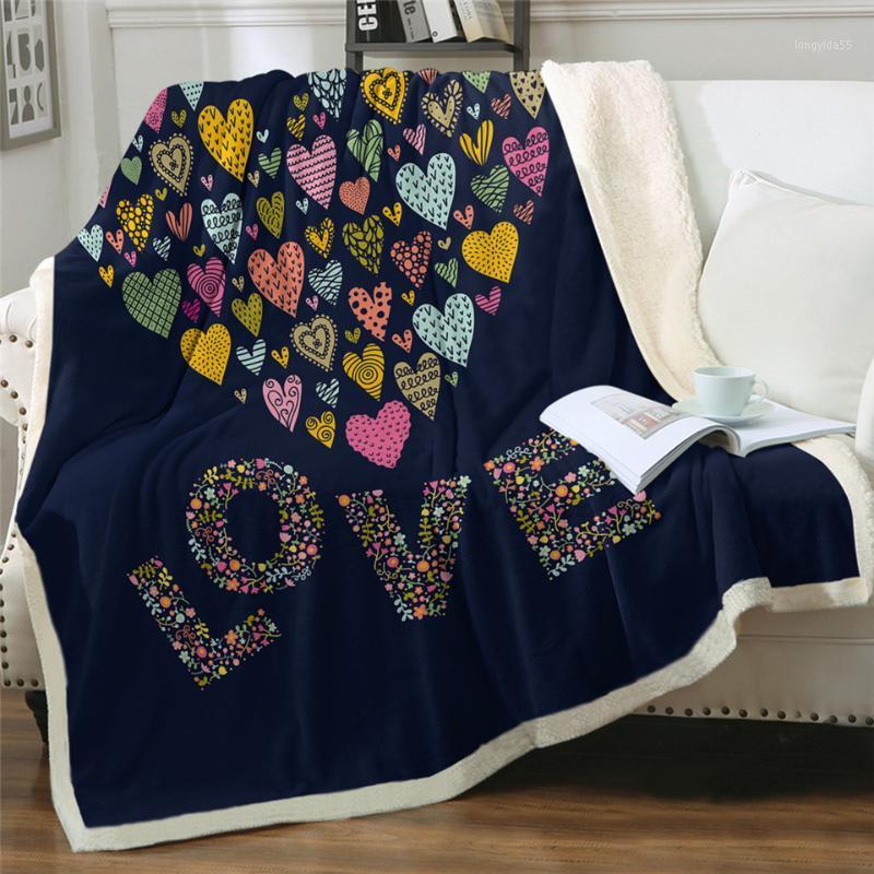 

2020 Fashion Golden Luxury Blanket For Bed Letters Sherpa Blanket True Love Custom for Couples Heart Printed1
