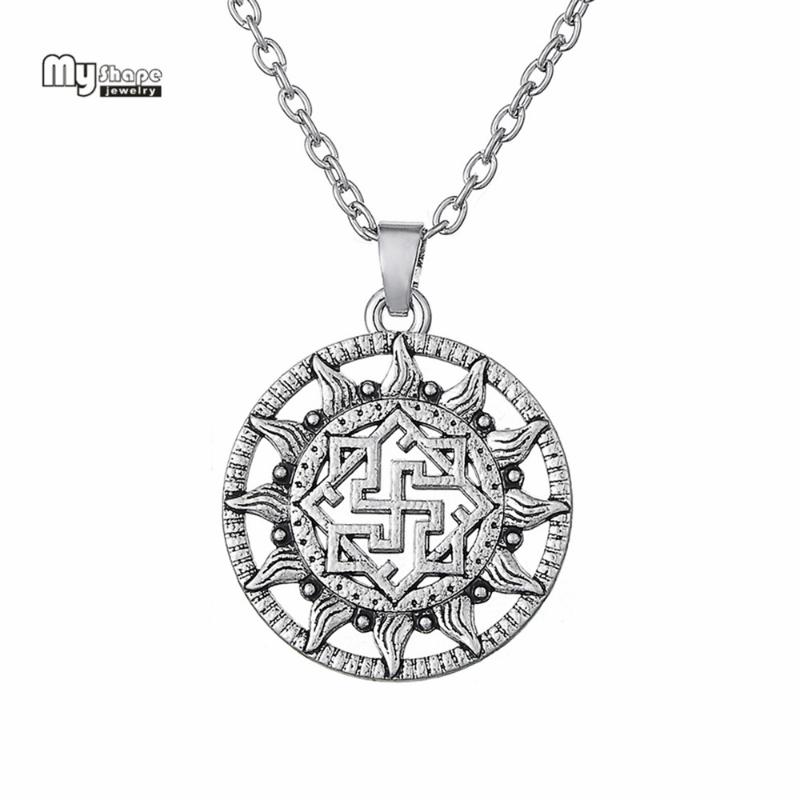

My Shape Amulet Choker Viking Ethnic Necklaces Yarilo Symbol Valkyrie Molvinets Slave Sun Wheel Talisman Pendant Necklace