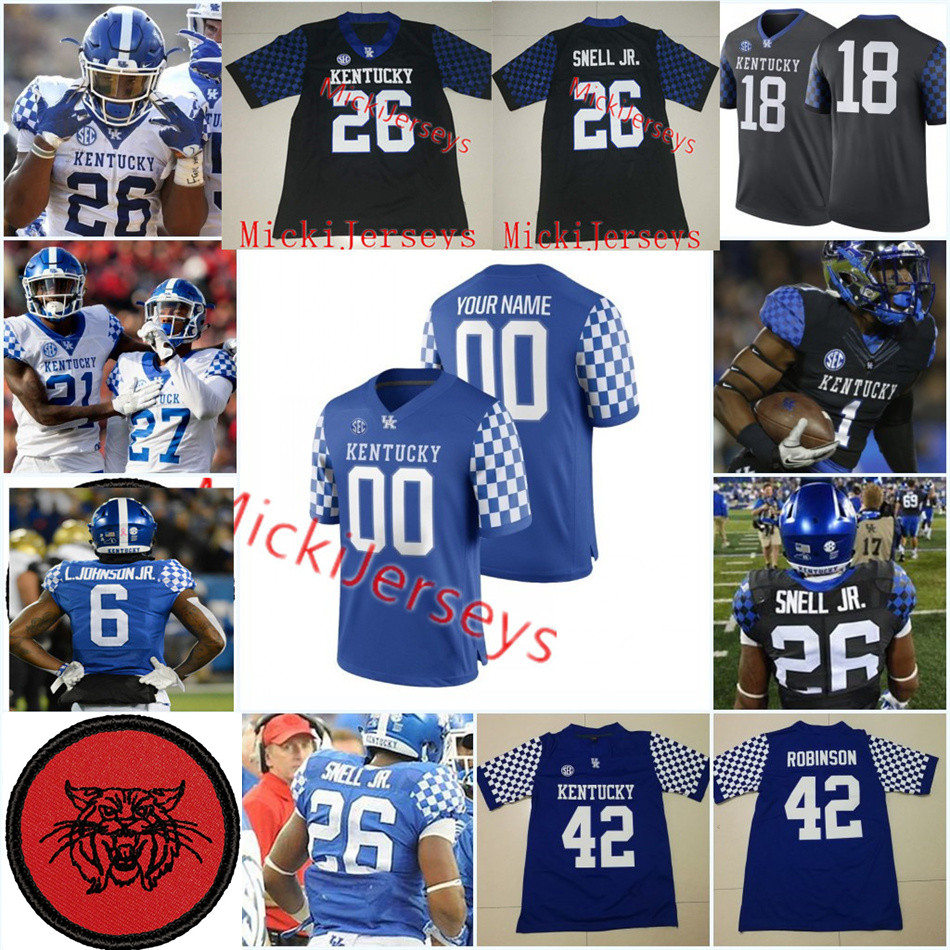 

Custom Kentucky Wildcats Football Jersey Chris Lewis Jeremy Flax John Young Moses Douglass JuTahn McClain Deondre Buford Luke Fulton Tre'vonn Rybka Vito Tisdale, Royal blue