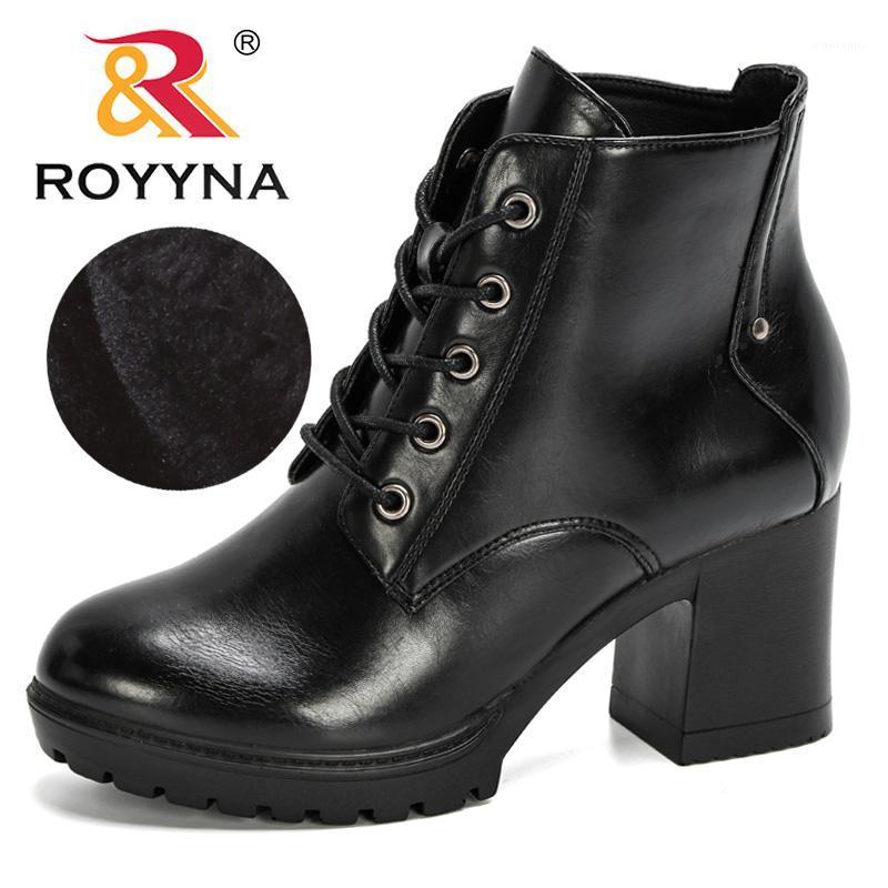 

ROYYNA 2020 New Designers Ankle Boots Women High Top Winter Plush Lining Boots Ladies Motorcycle Shoes Snow Feminimo Comfy1, Apricot