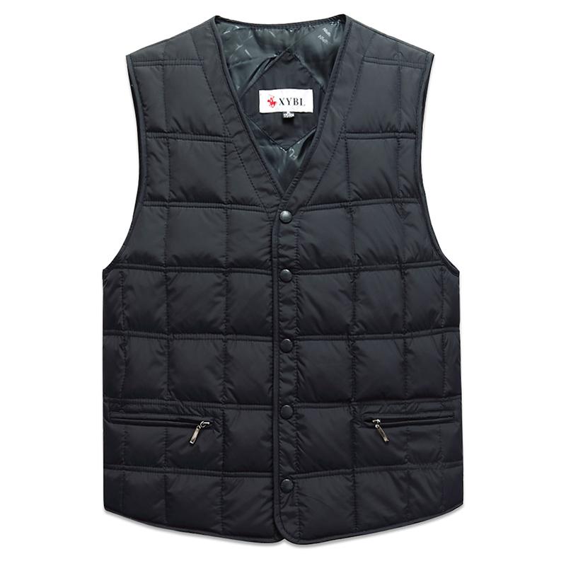 

Duck Down Sleeveless Jacket For Men Winter Windbreaker Parka Warm Thick Vest Male Casual Outerwear Snow Waistcoat With Pockets, Black vest