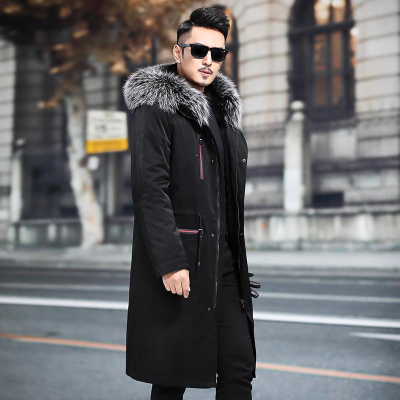 

Real Parka Mens Clothing 2020 Fur Collar Winter Coat Men Casaco MA8201NX809 YY1125, Black