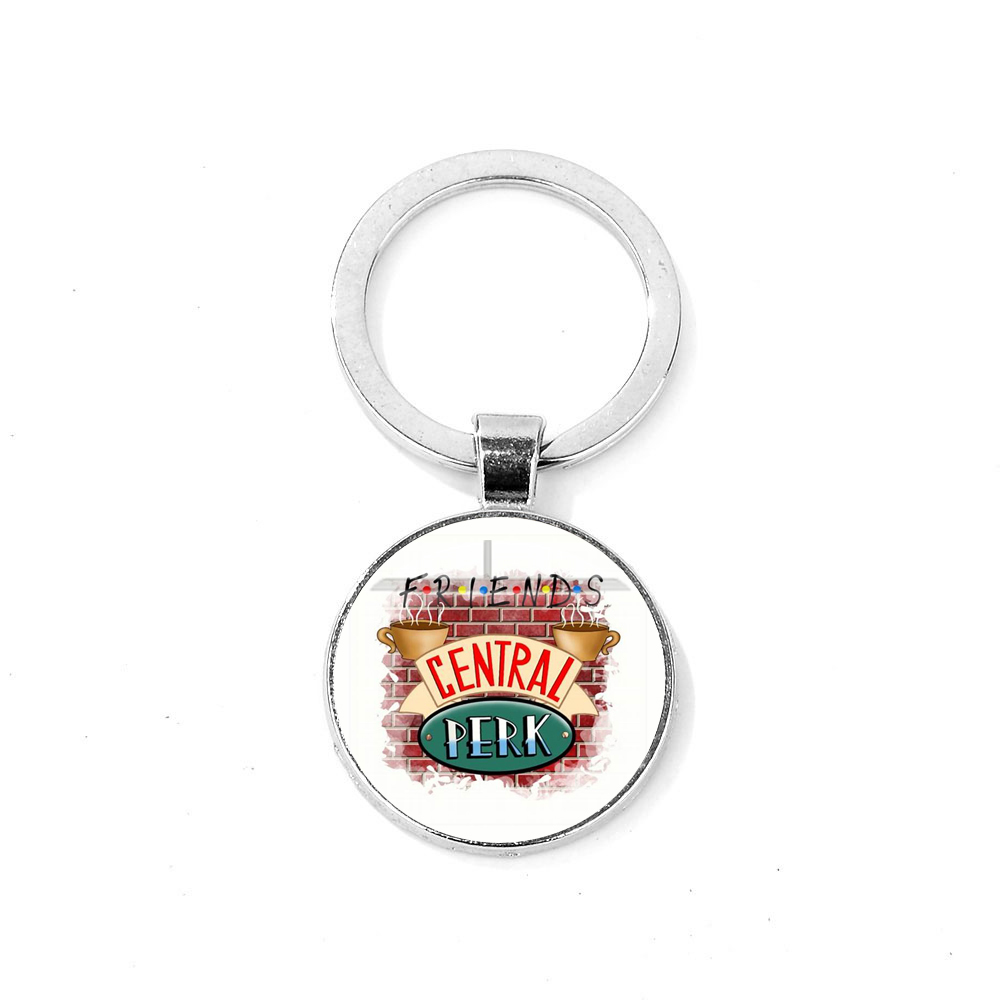 

American Tv Show Friends Keychain Central Perk Coffee Time Glass Pendant Fashion Key Chain Llaveros for Best Friend Gift