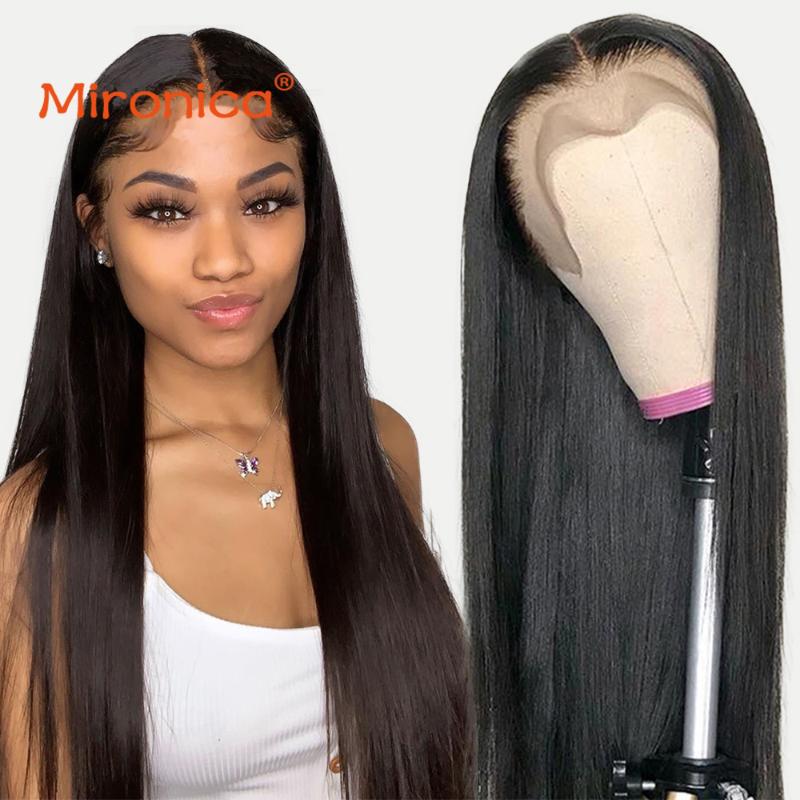 

Straight Human Hair Wigs 4X4 Lace Closure Wigs Lace Frontal Human Hair 100% Peruvian Pre-plucked Wig, As pic