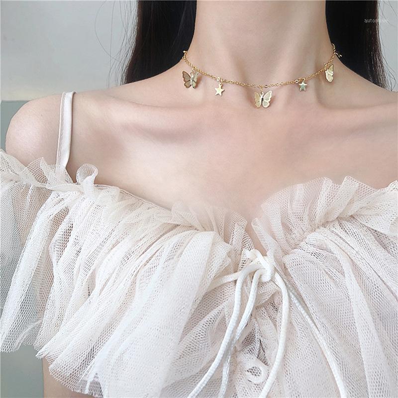

NEW Choker Butterfly Stars Chain Necklaces For Women Gold Silver Color Clavicle Chain Minimalist Jewelry Necklaces Collier Femme1