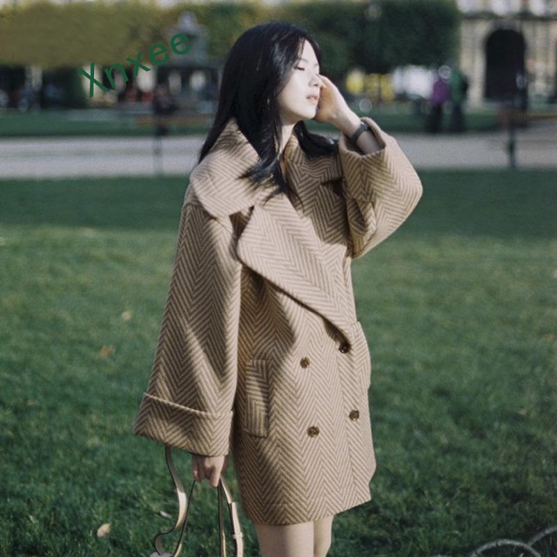 

Xnxee Women Autumn Winter Woolen Coat Loose Fashion Wool Overcoat, Camel