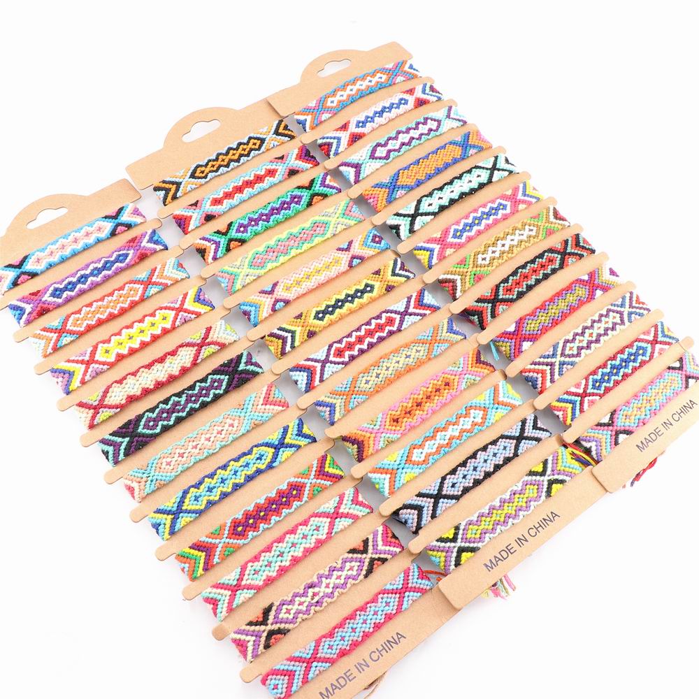 

Bohemian Ethnic Style 1.5CM Width Braided Cotton Rope Cuff Friendship Bracelet Wristband Anklet Bracelets Unisex Jewelry