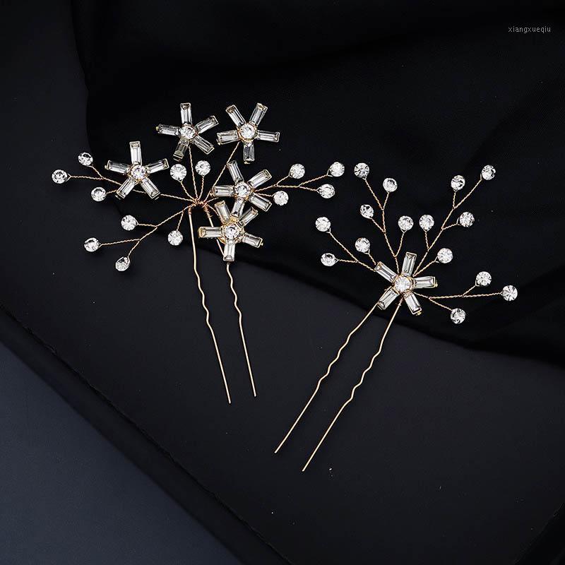 

Women Girls Hair Ornaments Shining Crystal Star U Shaped Hairpins Clips Sticks Headpieces Wedding Accessories, Golden;silver