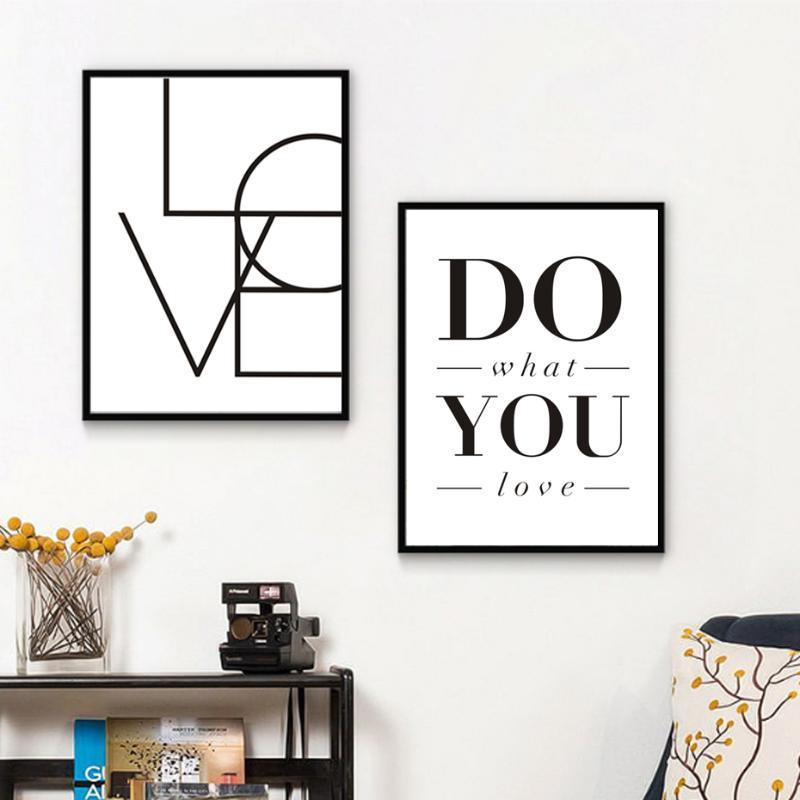 

SURE LIFE Love Sign Do what You Love Words Minimalist Canvas Paintings Black White Printable Wall Art Poster Nursery Home Decor1