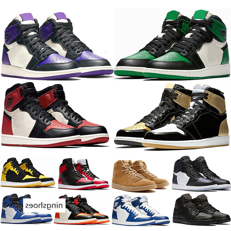 

Mens 1s top Pine Green Court Purple Chicago OG 1 Game Royal Blue basketball shoes Backboard sports sneaker trainers size 5.5-13, Wheat (2)