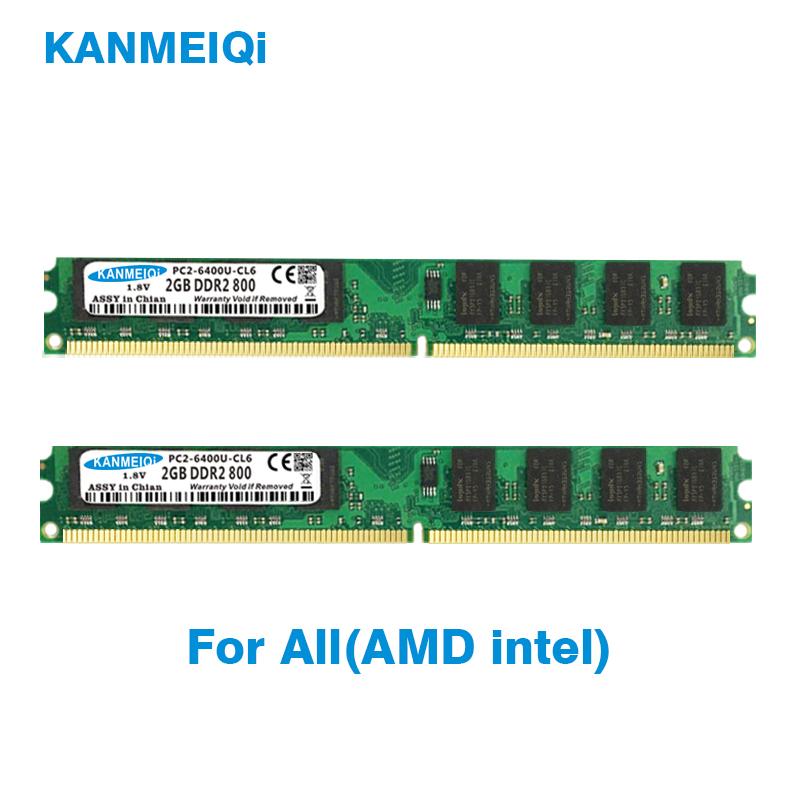 

KANMEIQi DDR2 4GB(2pcsX2GB) PC2-6400U 800MHZ 533/667MHZ For Desktop DIMM Memory RAM 240pin 1.8V