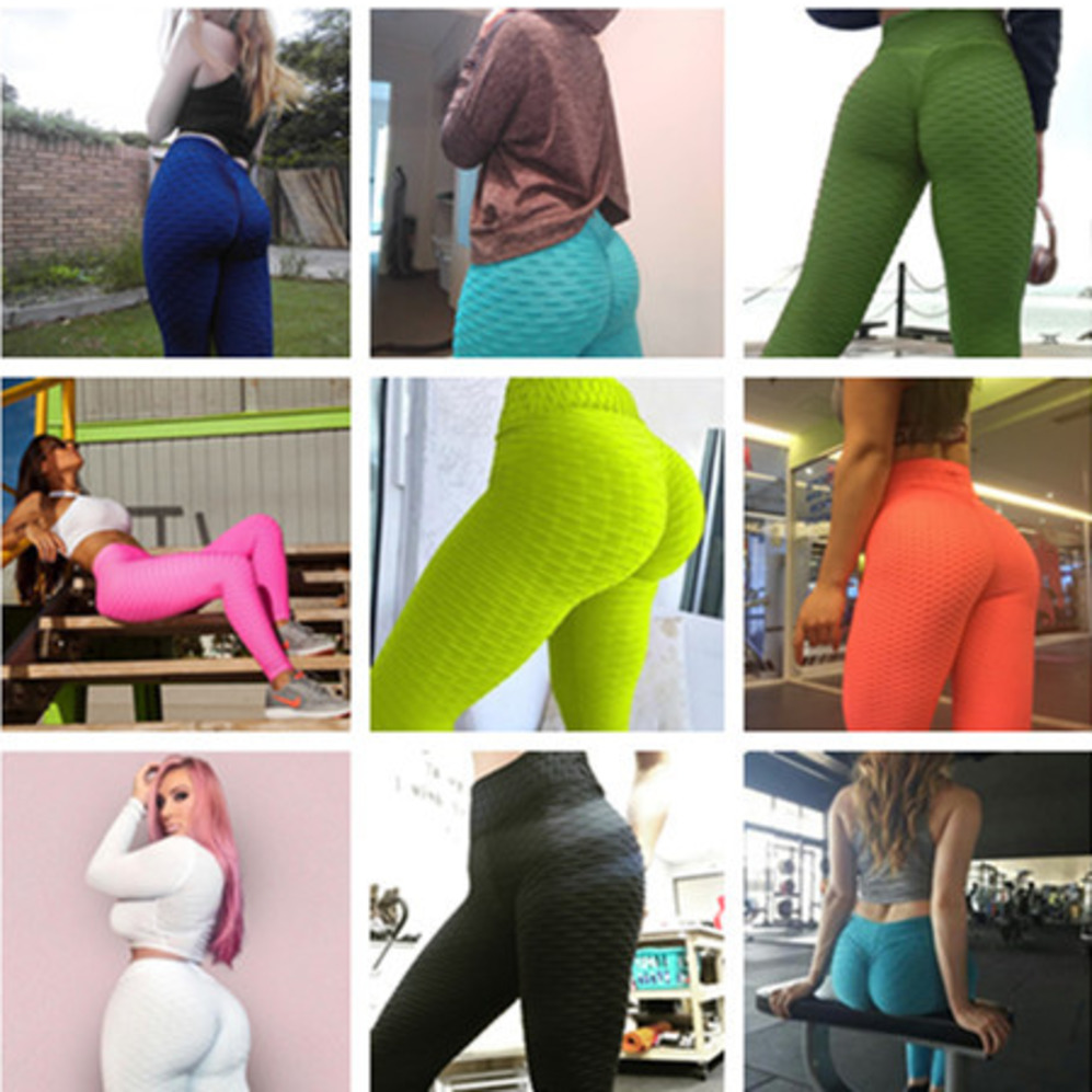 

High Waist Leggins Sexy Hip Push Up Yoga Pants Workout Clothing Solid Breathable Classic Long Trousers Fitness Tights Free Shipping DHL, Black