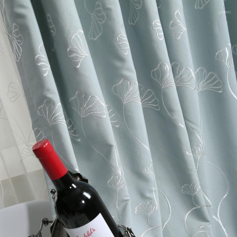 

Modern Simple Curtains for Living Dining Room Bedroom Pastoral Style Artificial Cotton Fabric Embroidered Curtains Customization1, Tulle