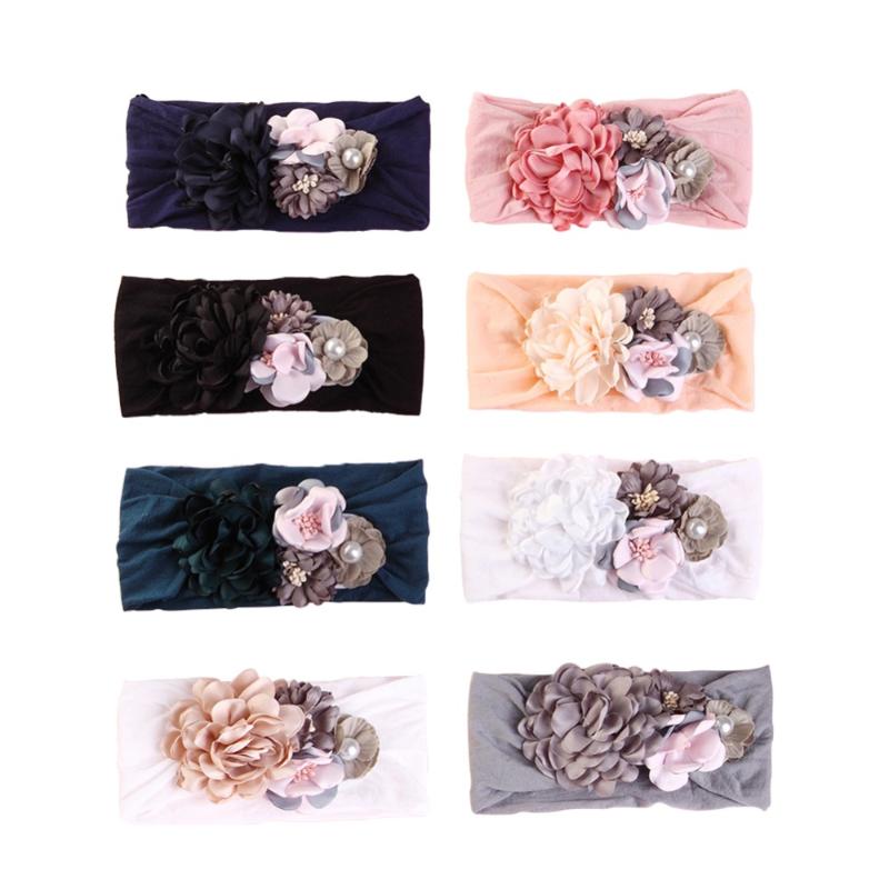 

16pcs/lot Floral Baby Headband Stretchy Flower Baby Head Wrap Soft Nylon Turban for Girls Princess 8 Colors JFNY097, Color 5