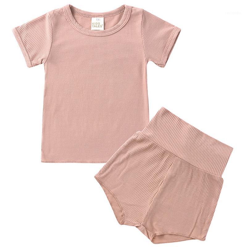 

Baby Boy Girl Pajama Set Toddler Kids Cotton Sleepwear Plain Baby Top T-Shirt Shorts Pants Summer Clothes Solid Nightwear 6M-4Y1, Blue