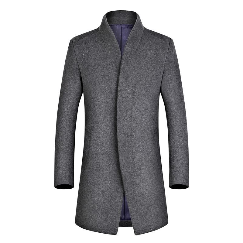 

2020 Brand Men's Wear Winter Woolen Coat Casual Wool Overcoat for Male Suit Jacket Outer Wear Clothing Garment, Navy blue
