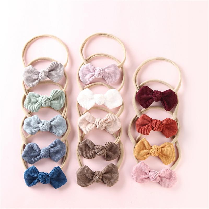 

14 Pieces/Batch Corduroy Bow Headband Girl.Baby's Stretch Nylon Headband With Cute Bow Tiara Hair Accessories1, 1-14