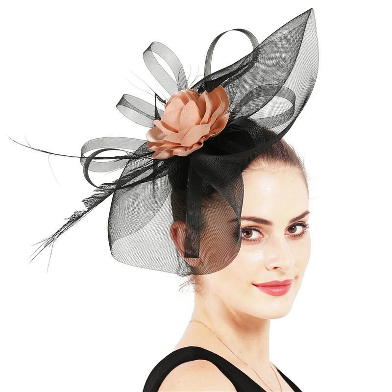 

Mingli Tengda Top Black Hat Handmade Feather Hair Ornament Wedding Bridal Hair Band Headdress Fascinator Cap Ladies Hats, White
