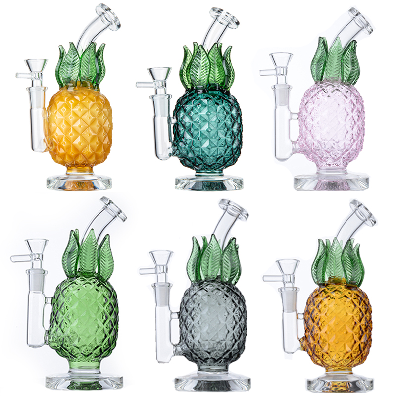 

Unique Pineapple Bongs Hookahs Showerhead Perc Heady Glass Bong Hookah Recycler Water Pipes Bubbler Smoking Pipe Dab Oil Rigs 5mm Thick Wax Rig With Bowl