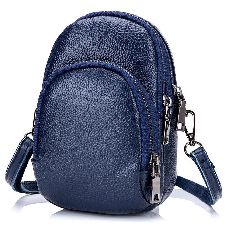 

Ladies bag new large capacity three zipper diagonal bag leather leisure all-match mobile phone female, Black