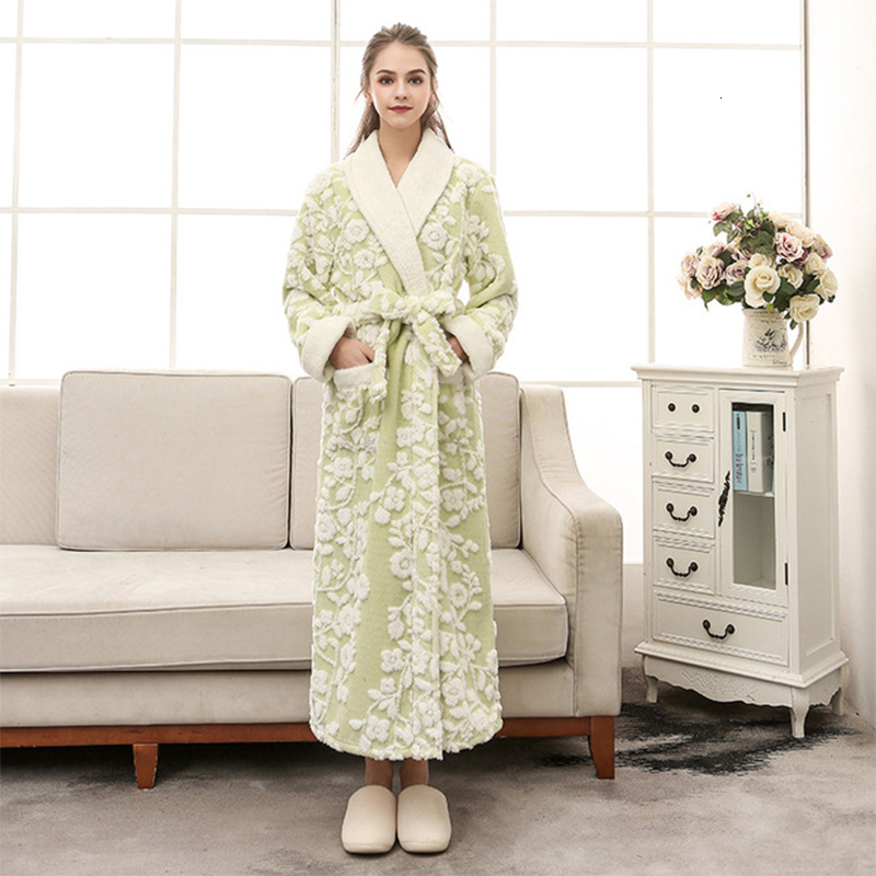 

2021 New Female Winter Robe with Sashes v Neck Wide Nightgown Ankle Length Plus Size Ffy Sleeve Long 26yi, Black man