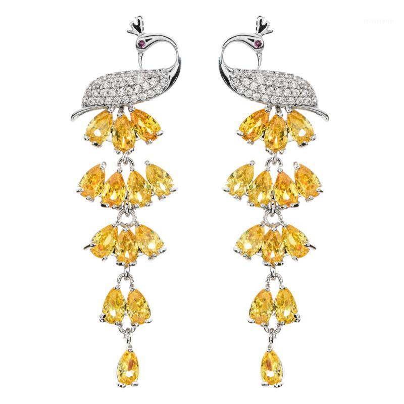 

Euro-American fashion tassels long Phoenix water drop Zircon Earrings suitable for women/girls Wedding Party Jewelry Earrings1
