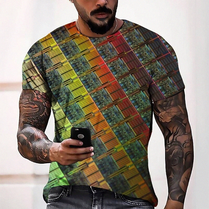 Men's Tee T shirt 3D Print Graphic Round Neck Casual Daily 3D Print Short Sleeve Tops Fashion Designer Cool Comfortable Green w8V8#