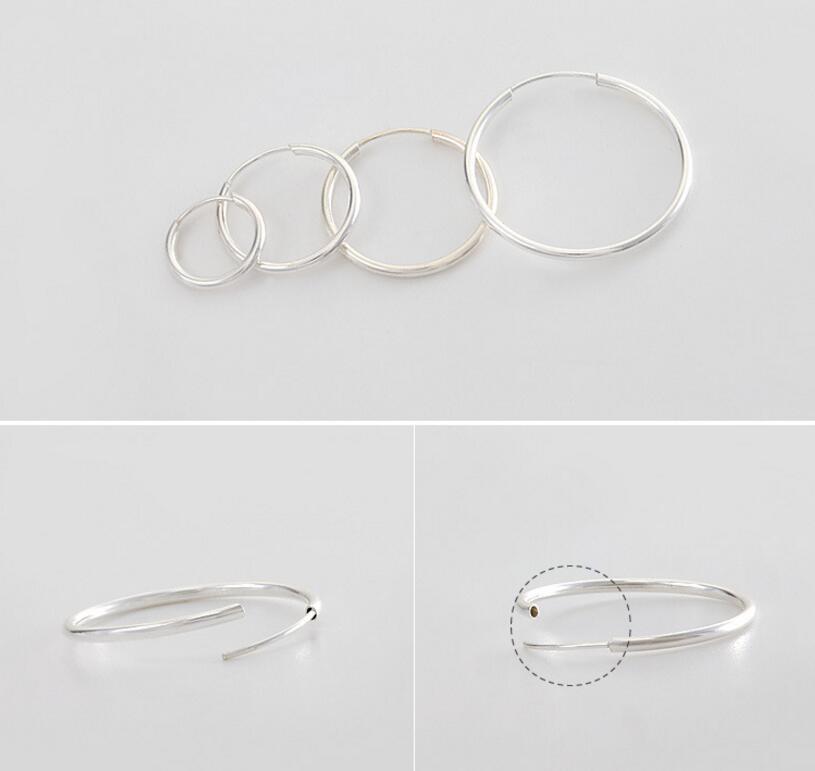 

Authentic 925 Sterling Silver Simple Fashion 3cm/5cm Circle Round Hoop Earring for Women Trendy Jewelry