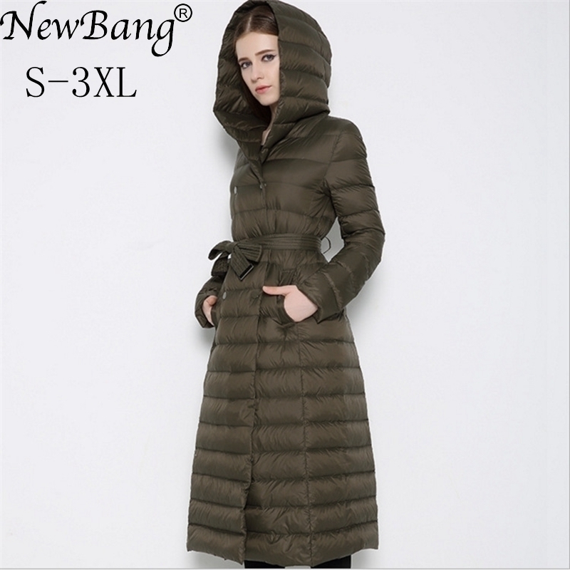 

NewBnag Brand Long Down Women Duck Down Jacket Winter Coat Woman Feather Warm Slim Windbreaker Female Hooded Outerwear 200923, Red