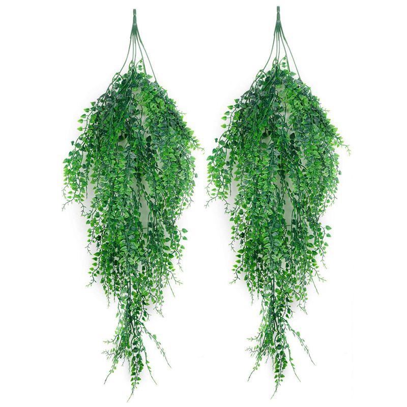 

Artificial Hanging Plants 2PCS Artificial Green Ivy Vine Shrubs Hanging Vine Plant for Home Garden Outdoor Wall Decor