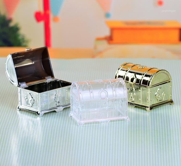

100pcs Vintage Grid Treasure Candy Box Gift Box Golden Silver Transparent Wedding And Party Sweet Sugar Favor Packaging1