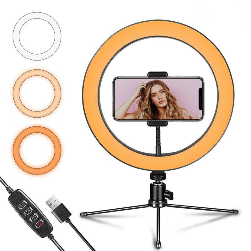 

Bright LED right light with Tripod Stand Phone Holder 3 Mode 10 Brightness Desk rightlight For Makeup Photography YouTube Video