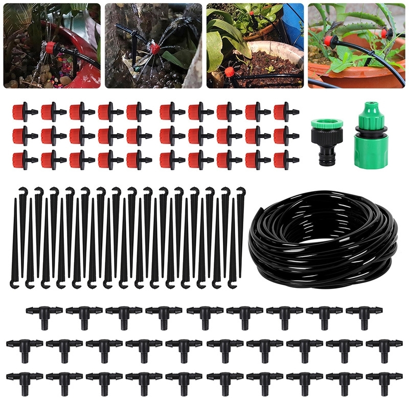 

25M DIY Drip Irrigation System Automatic Watering Hose Micro Drip Watering Kits with Adjustable Drippers for Garden Landscape T200530, White