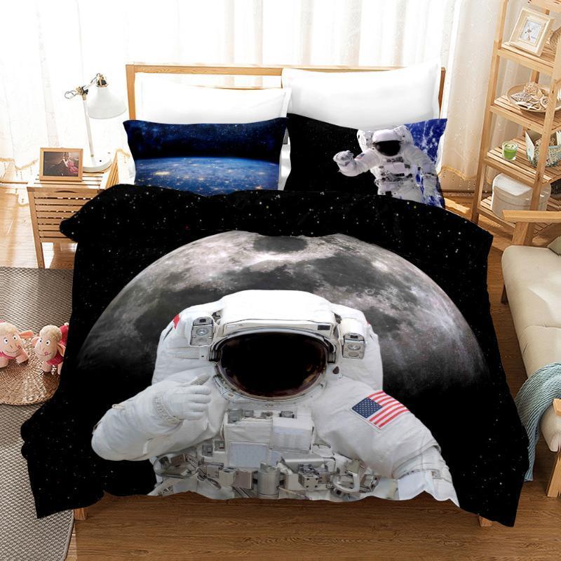 

3D Astronaut Print Bedding Set Duvet Covers Pillowcases One Piece Comforter Bedding Sets Bedclothes Bed Linen 021