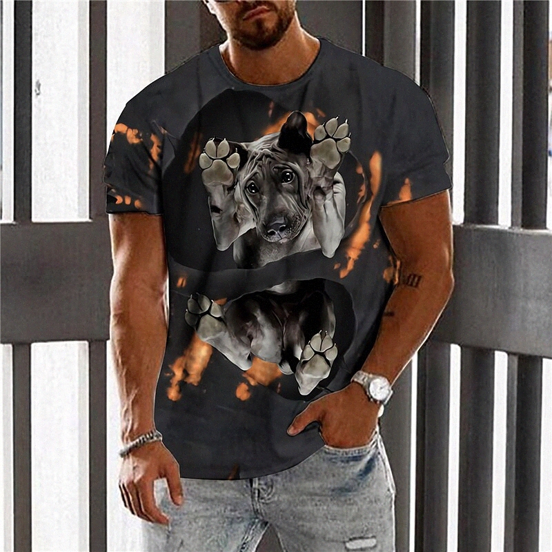 T-shirt UNISEXE MEN'S IMPRESSION D'IMPRESSION DE CHIEN D'IMPRESSION D'IMPRIMES D'ÉQUIPE GRAPHIQUE EQUIPE Daily Holiday Impression À Manches court