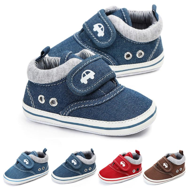 

2 Cartoon Car Denim Boots Baby Shoes Boy Girl Sneaker Cotton Soft Anti-Slip Newborn Infant First Walkers Toddler Casual Shoes