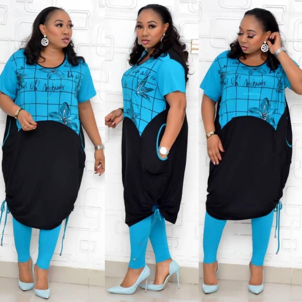 

2021 New 2 Piece Africa Ensemble Clothes Ladies More Size Dashiki Party Dress Famouse Upper Suit + Elastic Matching Pants 229u