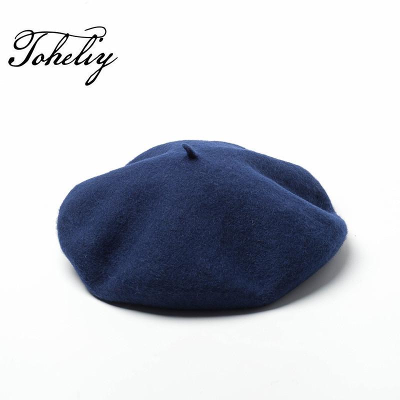 

100% wool Vintage Warm Wool Winter Women Beret French Artist Beanie Hat Cap For Men spring and autumn hats big Size 58-60cm, White