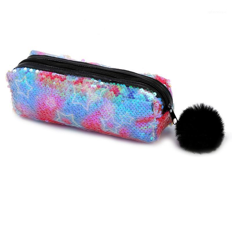 

Colorful Hair Ball Sequin Pencil Case For Girls School Supplies Stationery Gift Magic Pencil Box Pencilcase Women's Cosmetic Bag1