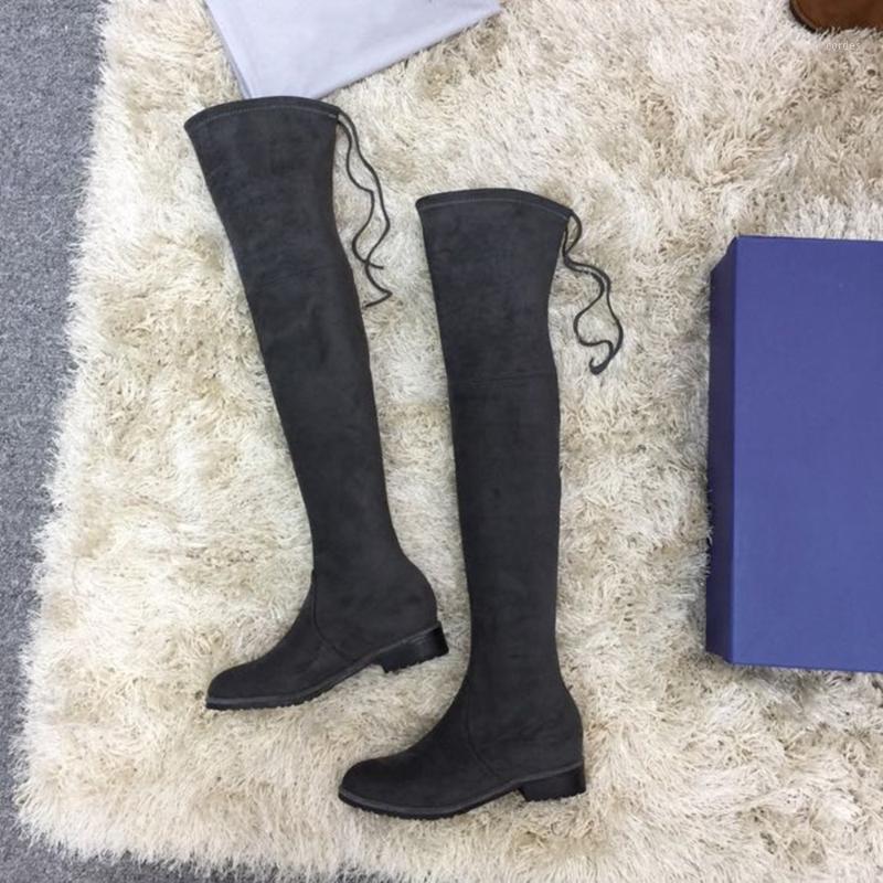 

Sweatheart Women's Boots New Fashion Over-The-Knee Boots Genuine Leather Suede Ladies Design Winter Low Heels Boots34-421