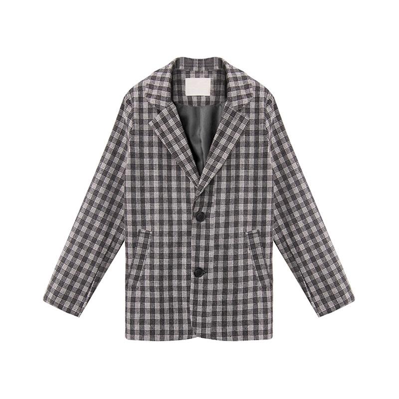 

Office Ladies Plaid Women blazers Female 2020 Jackets Cotton Coat Slim Woman Blazers plus size Casual Thin Blazer For Women 0223, Black