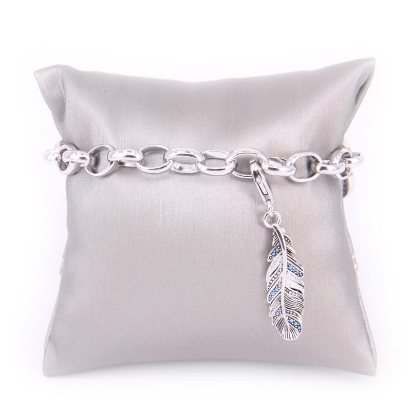 

Hemiston Style Base Link Charm Bracelet with Zircon Feather Lucky Charms, Glam Jewelry Soul Gift for Women B274